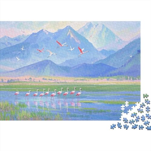 Puzzle 1000 Teile Reihe Flamingos im Sumpf Holzspielzeug, Erwachsene & Kinder, Klassische Puzzles, Impossible Geschicklichkeitsspiel, Moderne Wohnkultur, Geschenkideen 1000pcs (75x50cm) von WXLWHR