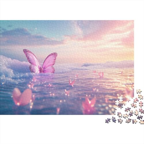 Puzzle 1000 Teile Rosa Schmetterlingsgletscher Holzspielzeug Für Erwachsene & Kinder, Klassische Puzzles, Schwer, Wohnkultur, Geschenkideen 1000pcs (75x50cm) von WXLWHR