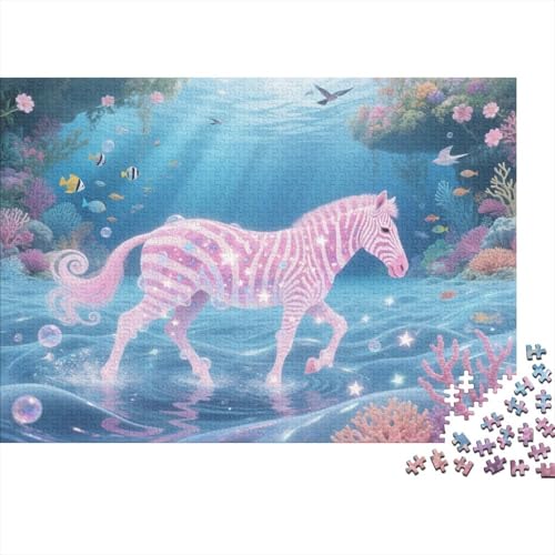 Puzzle 1000 Teile Rosa Zebra im Ozean Holzspielzeug Für Erwachsene & Kinder, Klassische Puzzles, Herausforderungsspielzeug, Wohnkultur, Geschenkideen 1000pcs (75x50cm) von WXLWHR