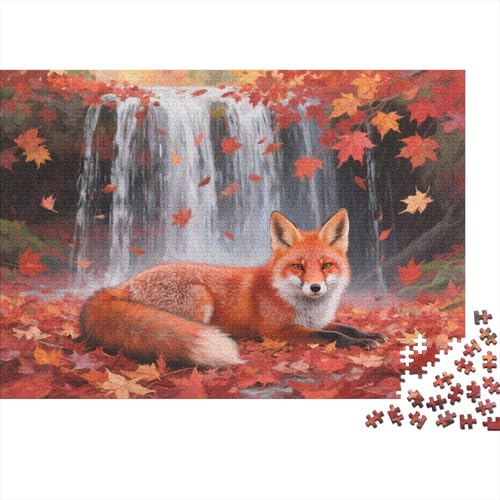 Puzzle 1000 Teile Rotfuchs mit Ahornblättern Holzspielzeug, Erwachsene & Kinder, Klassische Puzzles, Impossible Geschicklichkeitsspiel, Wohnkultur, Geschenk 1000pcs (75x50cm) von WXLWHR