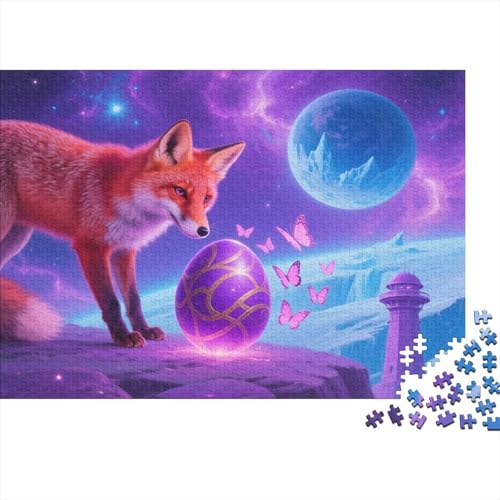 Puzzle 1000 Teile Rotfuchs mit lila Ei Holzspielzeug, Erwachsene & Kinder, Klassische Puzzles, Herausforderungsspielzeug, Home Dekoration, Geschenkideen 1000pcs (75x50cm) von WXLWHR