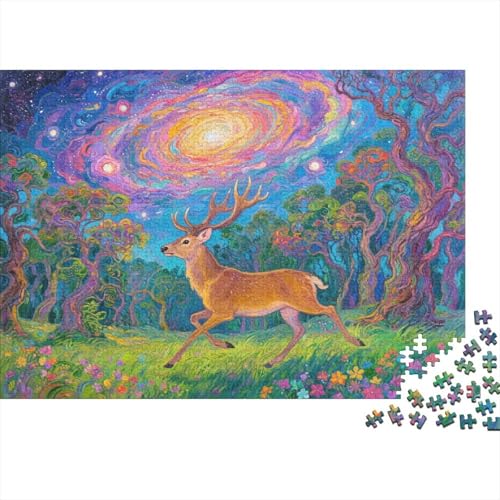 Puzzle 1000 Teile Rothirsch im Waldwiesen Holzspielzeug, Erwachsene & Kinder, Klassische Puzzles, Impossible Geschicklichkeitsspiel, Moderne Wohnkultur, Geschenkideen 1000pcs (75x50cm) von WXLWHR