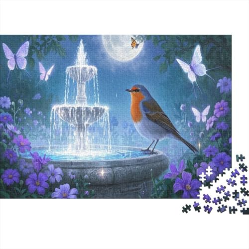 Puzzle 1000 Teile Rotkehlchen ist am Brunnen Holzspielzeug Für Erwachsene & Kinder, Klassische Puzzles, Schwer, Moderne Wohnkultur, Einzigartiges Geschenk 1000pcs (75x50cm) von WXLWHR