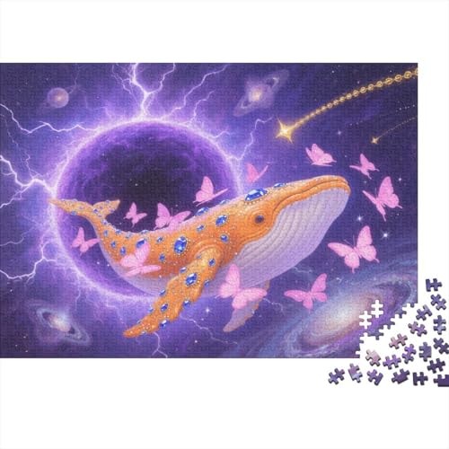 Puzzle 1000 Teile Saphirbesetzter gelber Wal Holzspielzeug Für Erwachsene & Kinder, Klassische Puzzles, Herausforderung, Home Dekoration, Geschenkideen 1000pcs (75x50cm) von WXLWHR