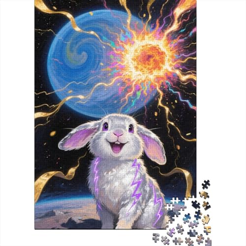 Puzzle 1000 Teile Schlappohrkaninchen sprengt Planet Holzspielzeug Für Erwachsene & Kinder, Klassische Puzzles, Lernspiel, Home Dekoration, Geschenk 1000pcs (75x50cm) von WXLWHR