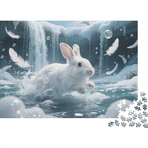 Puzzle 1000 Teile Schneehase am Gletscherwasserfall Holzspielzeug Für Erwachsene & Kinder, Klassische Puzzles, Herausforderung, Home Dekoration, Geschenkideen 1000pcs (75x50cm) von WXLWHR