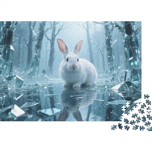 Puzzle 1000 Teile Schneehase am Kristallbaum Holzspielzeug, Erwachsene & Kinder, Klassische Puzzles, Legespiel, Moderne Wohnkultur, Geschenkideen 1000pcs (75x50cm) von WXLWHR