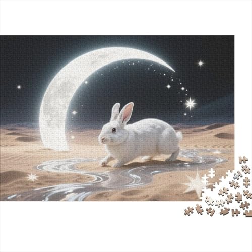 Puzzle 1000 Teile Schneehase unter mondbeschienener Wüste Holzspielzeug, Erwachsene & Kinder, Klassische Puzzles, Herausforderungsspielzeug, Moderne Wohnkultur, Geschenk 1000pcs (75x50cm) von WXLWHR