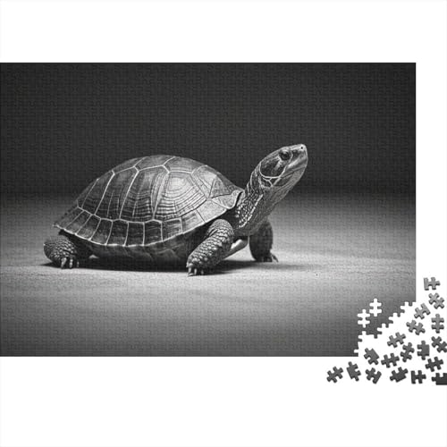 Puzzle 1000 Teile Schwarz-weiße Schildkröte Holzspielzeug, Erwachsene & Kinder, Klassische Puzzles, Legespiel, Wohnkultur, Geschenk 1000pcs (75x50cm) von WXLWHR