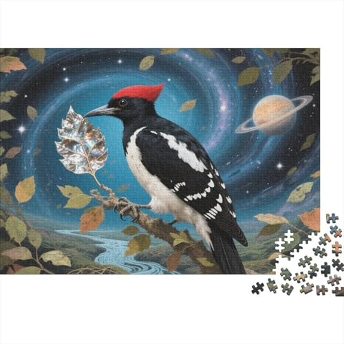 Puzzle 1000 Teile Specht mit metallischen Blättern Holzspielzeug, Erwachsene & Kinder, Klassische Puzzles, Impossible Geschicklichkeitsspiel, Wohnkultur, Geschenk 1000pcs (75x50cm) von WXLWHR