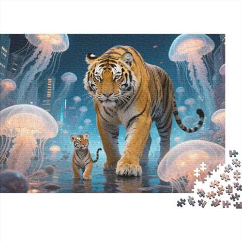 Puzzle 1000 Teile Tiger Holzspielzeug, Erwachsene & Kinder, Klassische Puzzles, Impossible Geschicklichkeitsspiel, Home Dekoration, Einzigartiges Geschenk 1000pcs (75x50cm) von WXLWHR