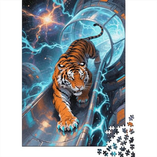 Puzzle 1000 Teile Tiger Zeittunnel Holzspielzeug Für Erwachsene & Kinder, Klassische Puzzles, Schwer, Home Dekoration, Geschenk 1000pcs (75x50cm) von WXLWHR