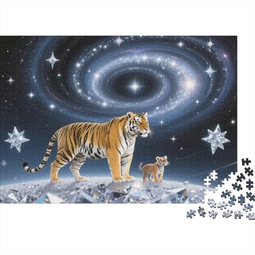 Puzzle 1000 Teile Tiger im wirbelnden Sternenvortex Holzspielzeug, Erwachsene & Kinder, Klassische Puzzles, Impossible Geschicklichkeitsspiel, Home Dekoration, Geschenk 1000pcs (75x50cm) von WXLWHR