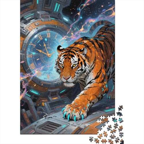 Puzzle 1000 Teile Tiger ist auf dem Raumschiff Holzspielzeug Für Erwachsene & Kinder, Klassische Puzzles, Lernspiel, Moderne Wohnkultur, Geschenkideen 1000pcs (75x50cm) von WXLWHR