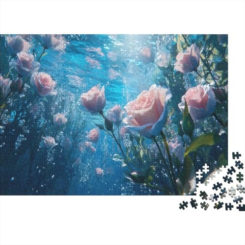 Puzzle 1000 Teile Unterwasser-Rosa-Rose Holzspielzeug Für Erwachsene & Kinder, Klassische Puzzles, Schwer, Wohnkultur, Geschenk 1000pcs (75x50cm) von WXLWHR