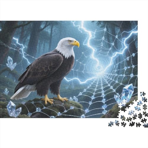 Puzzle 1000 Teile Weißkopfseeadler-Kristallspinnweben Holzspielzeug, Erwachsene & Kinder, Klassische Puzzles, Legespiel, Moderne Wohnkultur, Geschenkideen 1000pcs (75x50cm) von WXLWHR