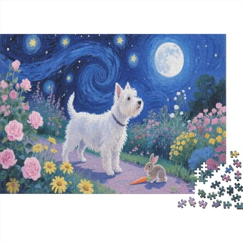 Puzzle 1000 Teile West Highland White Terrier Wirbelsternen Holzspielzeug Für Erwachsene & Kinder, Klassische Puzzles, Schwer, Moderne Wohnkultur, Geschenkideen 1000pcs (75x50cm) von WXLWHR