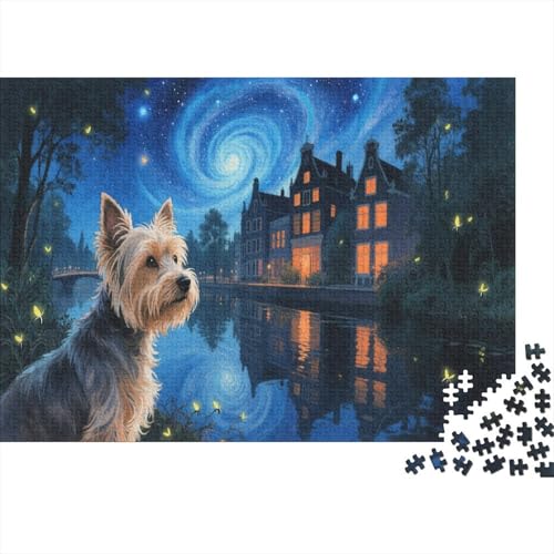 Puzzle 1000 Teile Yorkshire Terrier Glühwürmchen Holzspielzeug Für Erwachsene & Kinder, Klassische Puzzles, Schwer, Moderne Wohnkultur, Geschenk 1000pcs (75x50cm) von WXLWHR