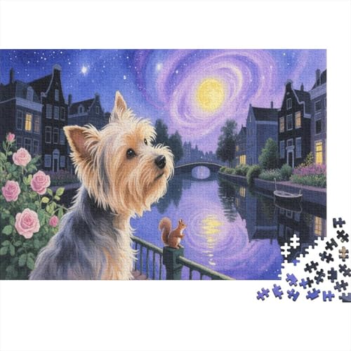 Puzzle 1000 Teile Yorkshire Terrier Wirbelsternen Holzspielzeug Für Erwachsene & Kinder, Klassische Puzzles, Schwer, Moderne Wohnkultur, Geschenk 1000pcs (75x50cm) von WXLWHR