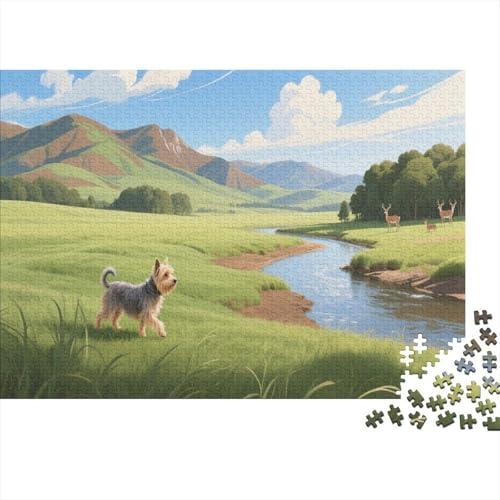 Puzzle 1000 Teile Yorkshire Terrier auf der weiten Wiese Holzspielzeug Für Erwachsene & Kinder, Klassische Puzzles, Schwer, Moderne Wohnkultur, Geschenkideen 1000pcs (75x50cm) von WXLWHR