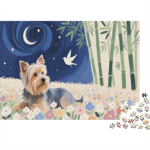 Puzzle 1000 Teile Yorkshire Terrier im Blumenmeer Holzspielzeug Für Erwachsene & Kinder, Klassische Puzzles, Schwer, Moderne Wohnkultur, Geschenk 1000pcs (75x50cm) von WXLWHR