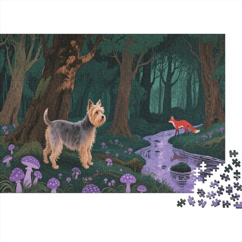 Puzzle 1000 Teile Yorkshire Terrier im mystischen Dschungel Holzspielzeug Für Erwachsene & Kinder, Klassische Puzzles, Schwer, Moderne Wohnkultur, Geschenk 1000pcs (75x50cm) von WXLWHR