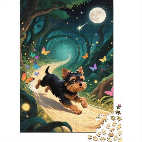 Puzzle 1000 Teile Yorkshire Terrier magischer Wald Holzspielzeug Für Erwachsene & Kinder, Klassische Puzzles, Lernspiel, Home Dekoration, Einzigartiges Geschenk 1000pcs (75x50cm) von WXLWHR