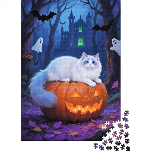Ragdoll Katze Kürbisburg Puzzle 1000 Teile Holzspielzeug, Jugendliche & Erwachsene, Klassische Puzzles, Schwer, Moderne Wohnkultur, Einzigartiges Geschenk 1000pcs (75x50cm) von WXLWHR