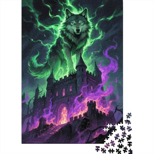 Riesenwolf Burgpose Puzzle 1000 Teile Holzspielzeug, Jugendliche & Erwachsene, Klassische Puzzles, Schwer, Wohnkultur, Geschenkideen 1000pcs (75x50cm) von WXLWHR
