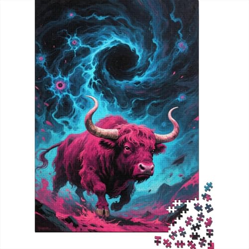 Roter Bison Wirbelnebel Puzzle 1000 Teile Holzspielzeug, Jugendliche & Erwachsene, Klassische Puzzles, Lernspiel, Wohnkultur, Einzigartiges Geschenk 1000pcs (75x50cm) von WXLWHR