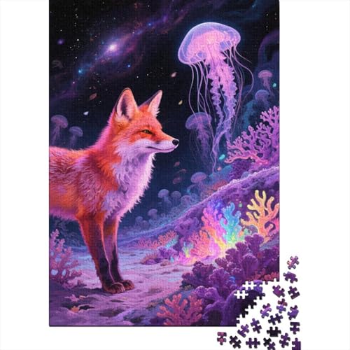 Rotfuchs Korallenqualle Puzzle 1000 Teile Holzspielzeug, Jugendliche & Erwachsene, Klassische Puzzles, Lernspiel, Wohnkultur, Geschenk 1000pcs (75x50cm) von WXLWHR