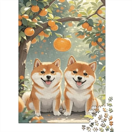 Shiba Inu Obstbaum Puzzle 1000 Teile Holzspielzeug, Jugendliche & Erwachsene, Klassische Puzzles, Lernspiel, Wohnkultur, Geschenkideen 1000pcs (75x50cm) von WXLWHR