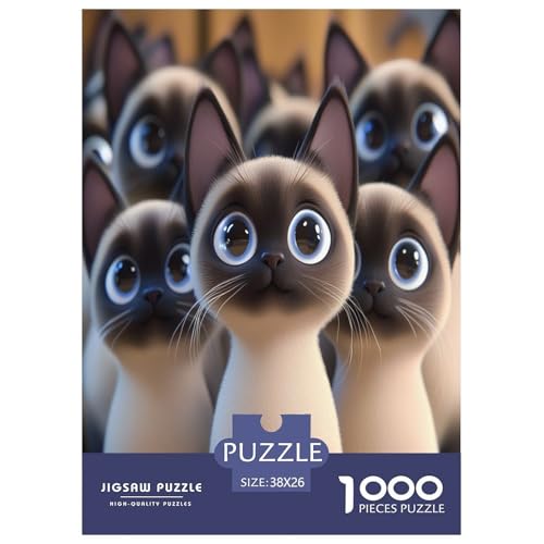 Siamese Kätzchen Puzzles 1000 Teile Schwer Puzzle Spielzeug Pädagogisches Spiel Impossible Herausforderung Spielzeug Für Erwachsene Und Kinder Ab 14 Jahren 38x26cm/1000pcs von WXLWHR
