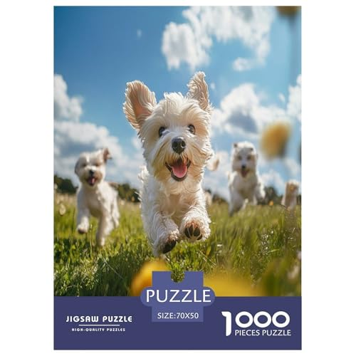 West Highland Weißer Terrier Puzzle 1000 Teile Schwer Puzzle Spielzeug Lernspiel Impossible Herausforderungsspielzeug Für Erwachsene Kinder 70x50cm/1000pcs von WXLWHR