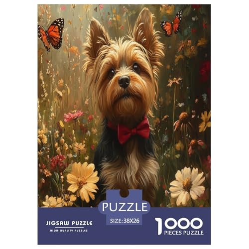 Yorkshire Terrier Puzzle 1000 Teile Schwer Puzzle Spielzeug Lernspiel Impossible Herausforderungsspielzeug Für Erwachsene Kinder 38x26cm/1000pcs von WXLWHR