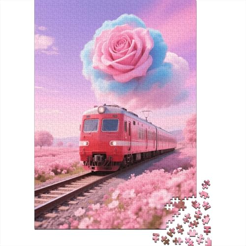 Zug Rosen Puzzle 1000 Teile Holzspielzeug, Jugendliche & Erwachsene, Klassische Puzzles, Lernspiel, Wohnkultur, Geschenkideen 1000pcs (75x50cm) von WXLWHR