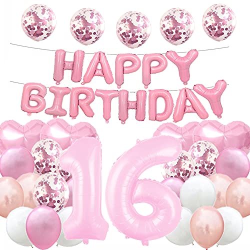 WXLWXZ Riesiger ballon zum 16. Geburtstag, Dekoration zum 16. Geburtstag, Happy 16 Years Old Birthday, Partyzubehör für Damen und Herren von WXLWXZ