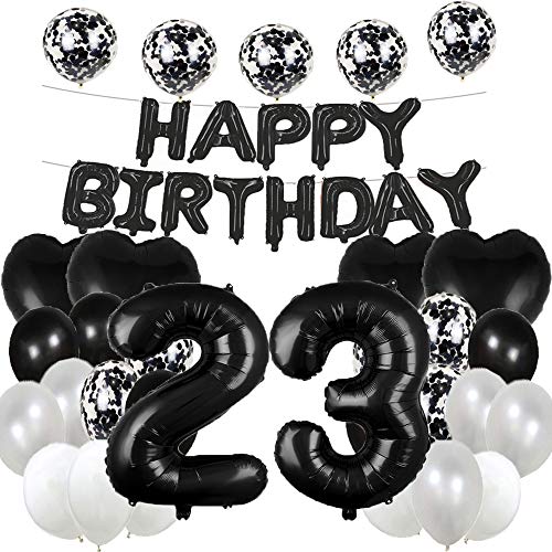 WXLWXZ Riesiger Ballon zum 23. Geburtstag, Dekoration zum 23. Geburtstag, 23. Geburtstag, Partyzubehör für Damen, Herren, 101,6 cm, Schwarz von WXLWXZ