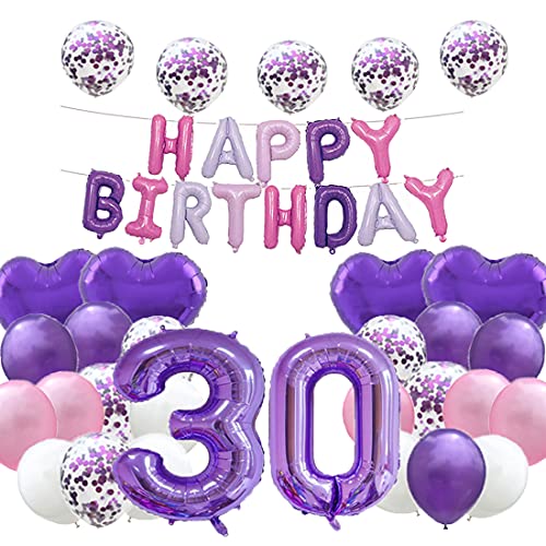 WXLWXZ Riesiger Ballon zum 30. Geburtstag, Dekoration zum 30. Geburtstag, Dekoration für 30. Geburtstag, Partyzubehör für Damen, Herren, Violett von WXLWXZ