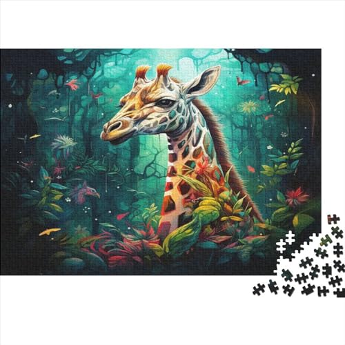 1000 Teile Kunst-Giraffe-Puzzle für Erwachsene und Kinder, kreatives rechteckiges Puzzle, Holzpuzzle, lustiges Lernspielzeug, 1000 Teile (75 x 50 cm) von WXMMoney