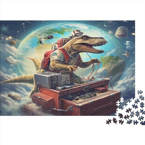 1000-teiliges Holzpuzzle, Dinosaurier-Reisepuzzle, kreatives rechteckiges Puzzle, Geschenk für Familienspiel, Freunde, 1000 Stück (75 x 50 cm) von WXMMoney
