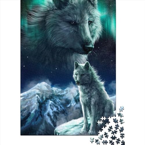 1000-teiliges Holzpuzzle „Wolf“ für Erwachsene, Puzzle-Spielzeug, tolles Weihnachts- und Geburtstagsgeschenk für die Familie, 1000 Teile (75 x 50 cm) von WXMMoney