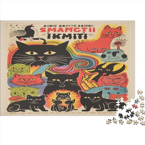 1000-teiliges Puzzle, Katze, Pferd, für Erwachsene, Kinder, Holzpuzzle, Lernspielzeug, 1000 Teile (75 x 50 cm) von WXMMoney