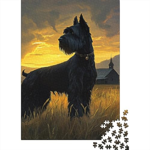 1000-teiliges Puzzle, Schnauzer-Puzzle für Kinder, Holzspiele, Puzzle-Herausforderung, Spielzeug, Weihnachts- und Geburtstagsgeschenk, 1000 Teile (75 x 50 cm) von WXMMoney