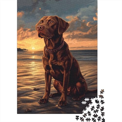 1000-teiliges Puzzle „Der Labrador Retriever“, Puzzle für Kinder, Holzspiele, Puzzle-Herausforderung, Spielzeug, Weihnachts- und Geburtstagsgeschenk, 1000 Teile (75 x 50 cm) von WXMMoney