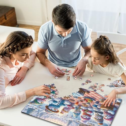 1000-teiliges Puzzle „Frohe Weihnachten“, kreatives quadratisches Puzzle für Kinder, Holzpuzzle für Kinder, Lernspiel, Herausforderungsspielzeug (75 x 50 cm) von WXMMoney