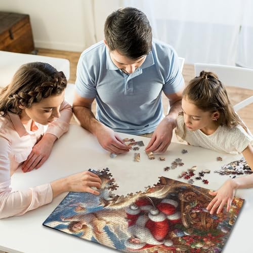 1000-teiliges Puzzle „Frohe Weihnachten“, kreatives quadratisches Puzzle für Kinder, Holzpuzzle für Kinder, Lernspiel, Herausforderungsspielzeug (75 x 50 cm) von WXMMoney