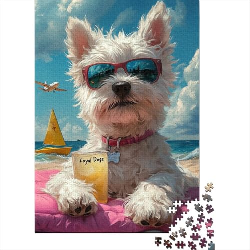 1000-teiliges Puzzle West Highland White Terrier, Puzzles für Kinder, Holzspiele, Puzzle-Herausforderung, Spielzeug, Weihnachts- und Geburtstagsgeschenk (75 x 50 cm) von WXMMoney