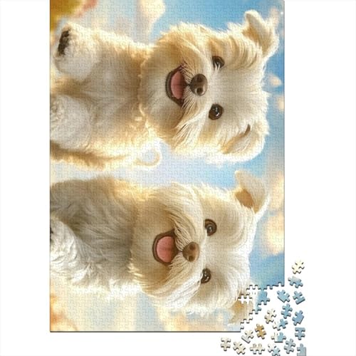1000-teiliges Puzzle West Highland White Terrier, Puzzles für Kinder, Holzspiele, Puzzle-Herausforderung, Spielzeug, Weihnachts- und Geburtstagsgeschenk (75 x 50 cm) von WXMMoney