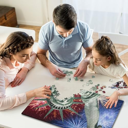 1000-teiliges Puzzle für Kinder, Freiheitsstatue, quadratisches Puzzle für Kinder und Holzpuzzle, Lernspiel, Herausforderungsspielzeug, 1000 Teile (75 x 50 cm) von WXMMoney